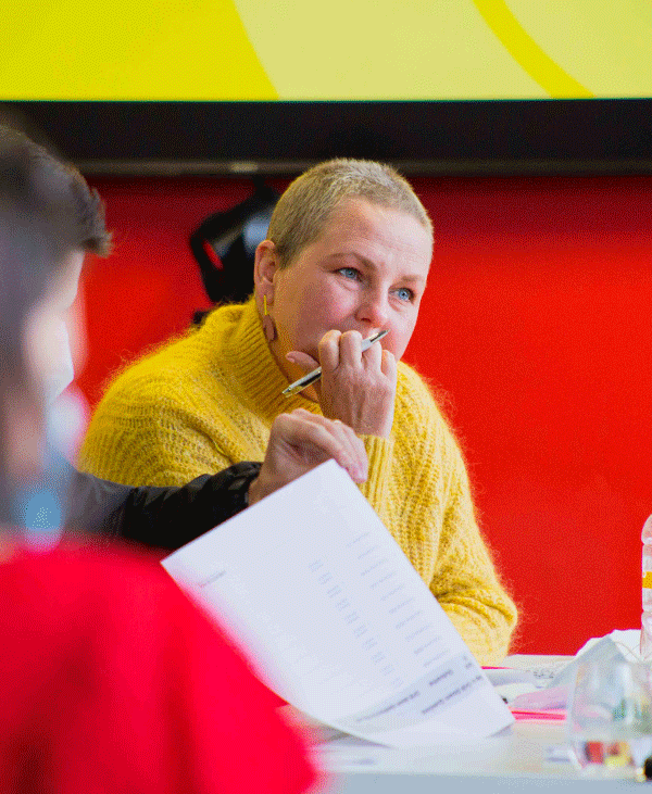 Participant in Creative HQ workshop listening