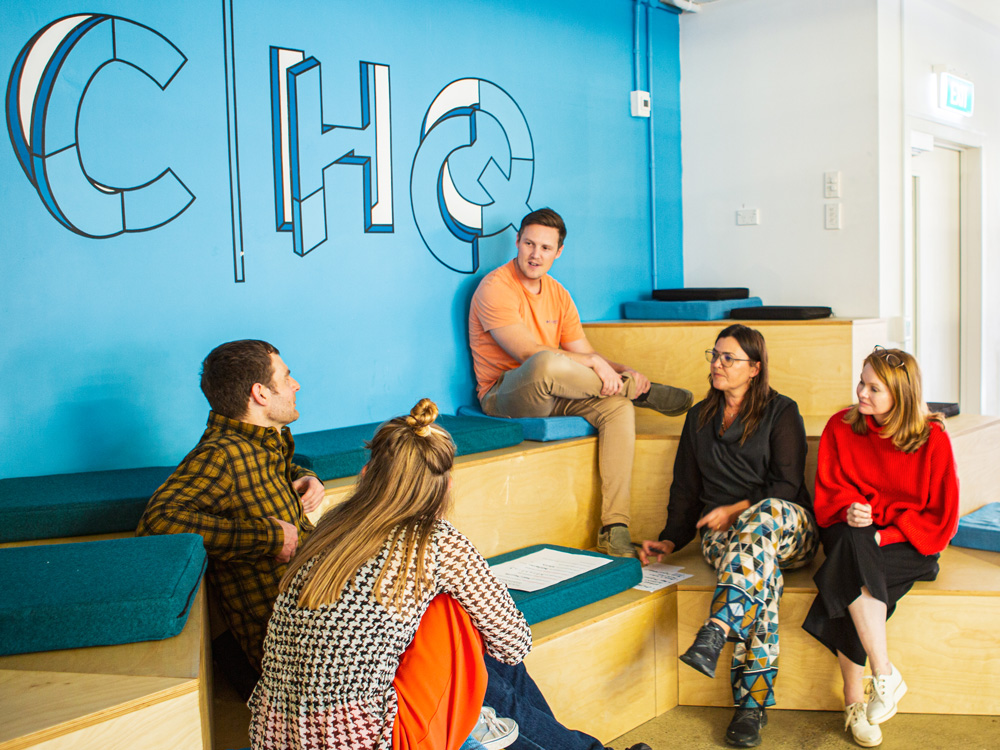 People hanging out at Creative HQ