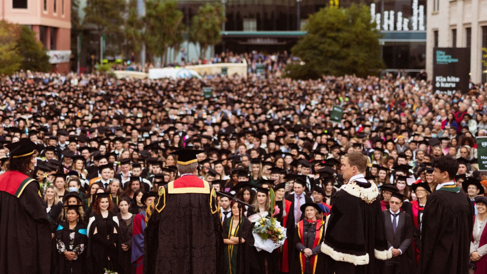 Large crowd of students at graduation